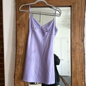 Purple aritzia silk slip mini dress